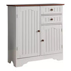 Mueble aparador de cocina de madera de 2 puertas Kings Brand Furniture Habar, blanco/nogal