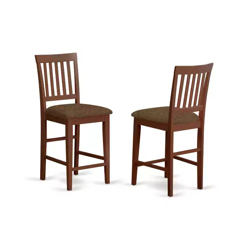 Taburete de barra HomeStock - Sillas de madera con altura de pub y tela de lino