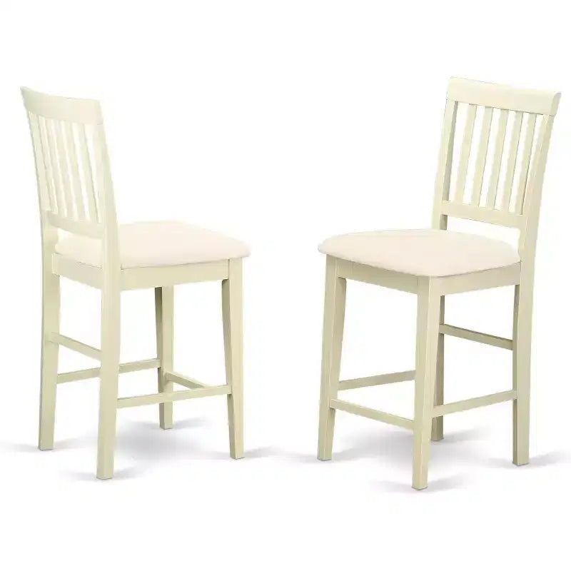 Taburete de barra HomeStock - Sillas de madera con altura de pub y tela de lino