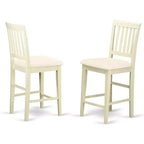 Taburete de barra HomeStock - Sillas de madera con altura de pub y tela de lino