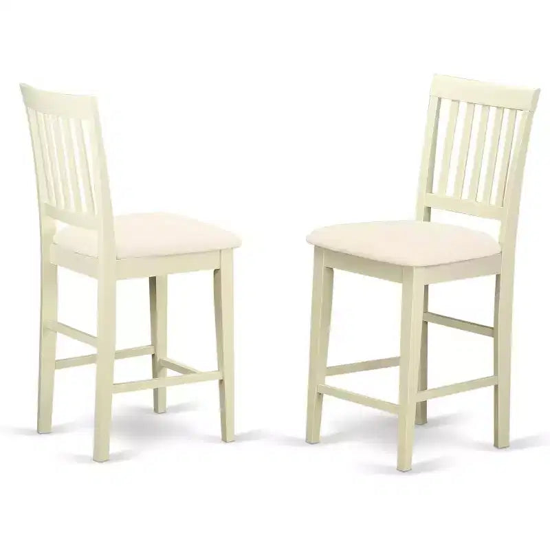 Taburete de barra HomeStock - Sillas de madera con altura de pub y tela de lino