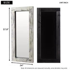 PexFix Espejo de cuerpo entero rectangular de madera maciza enmarcado estilo granja, 61 cm (24 in) de ancho x 147 cm (58 in) de alto, de apoyo, en blanco envejecido