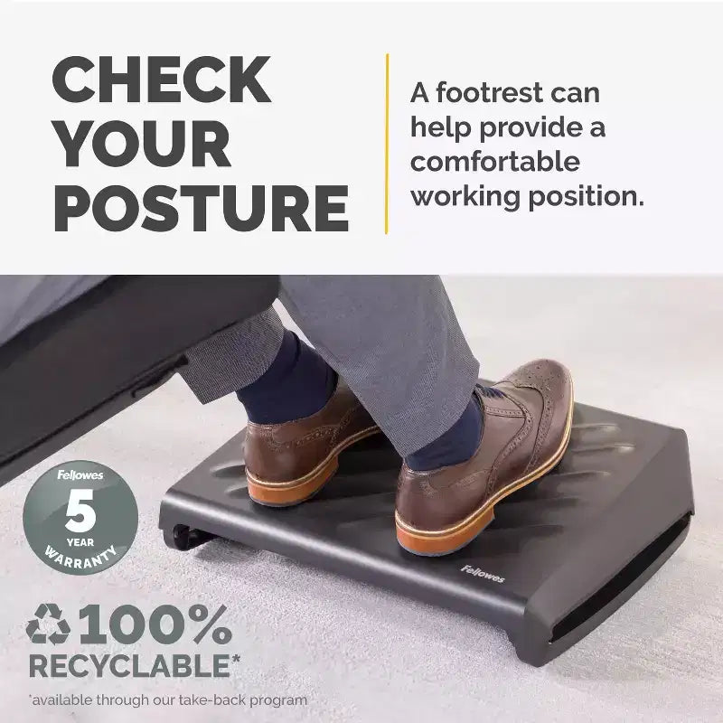 Reposapiés ergonómico Fellowes Bretya, 100016562, Negro