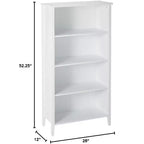 Estantería de madera con acabado blanco de 4 estantes de Kings Brand Furniture