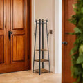 Industrial Style Coat Rack with 3 Shelves and Hooks - Stylish Entryway Storage Solution for Coats, Bags, and Accessories