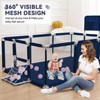 GOTGELIF Parque de juegos portátil de 4 paneles para bebés de 71x48 con canasta de baloncesto