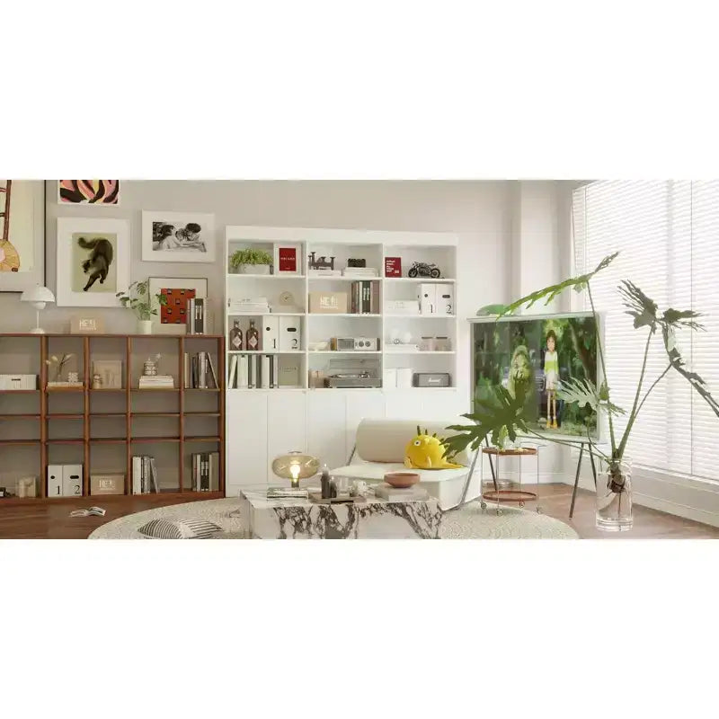 Estantería grande blanca Famapy: Gran espacio de almacenamiento con un diseño minimalista