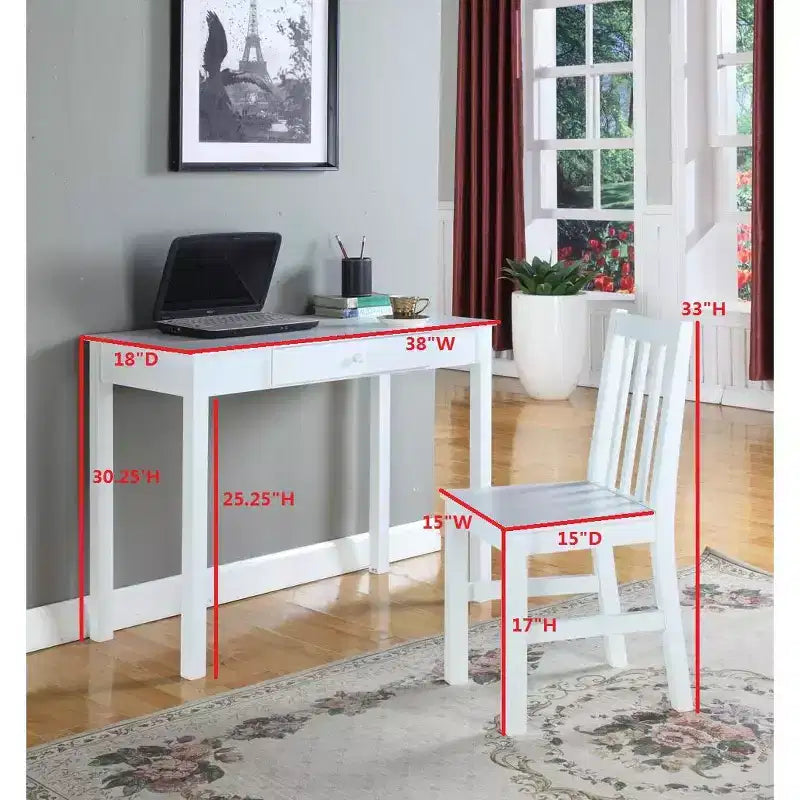 Kings Brand Furniture Escritorio Duluth para portátil/escritura (blanco)