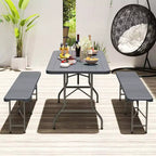 Mesa plegable portátil Costway de 6 pies con superficie de HDPE imitación madera y mecanismo de bloqueo de seguridad, gris/marrón