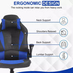 Silla de oficina para juegos BestMassage, silla de escritorio para ordenador con soporte lumbar y reposacabezas ajustable, y silla de jugador de piel sintética para adultos