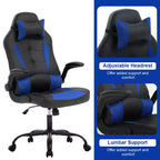 Silla de oficina para juegos BestMassage, silla de escritorio para ordenador con soporte lumbar y reposacabezas ajustable, y silla de jugador de piel sintética para adultos