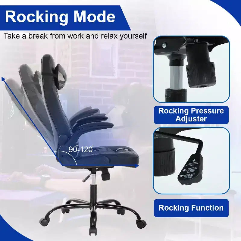 Silla de oficina para juegos BestMassage, silla de escritorio para ordenador con soporte lumbar y reposacabezas ajustable, y silla de jugador de piel sintética para adultos