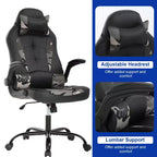 Silla de oficina para juegos BestMassage, silla de escritorio para ordenador con soporte lumbar y reposacabezas ajustable, y silla de jugador de piel sintética para adultos