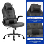 Silla de oficina para juegos BestMassage, silla de escritorio para ordenador con soporte lumbar y reposacabezas ajustable, y silla de jugador de piel sintética para adultos