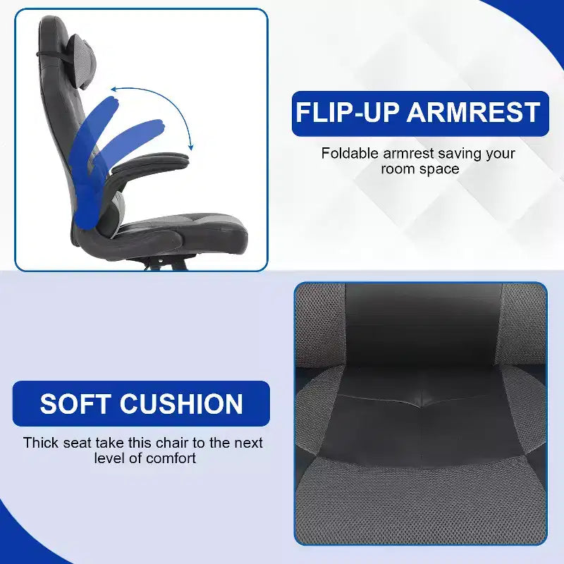Silla de oficina para juegos BestMassage, silla de escritorio para ordenador con soporte lumbar y reposacabezas ajustable, y silla de jugador de piel sintética para adultos