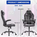 Silla de oficina para juegos BestMassage, silla de escritorio para ordenador con soporte lumbar y reposacabezas ajustable, y silla de jugador de piel sintética para adultos