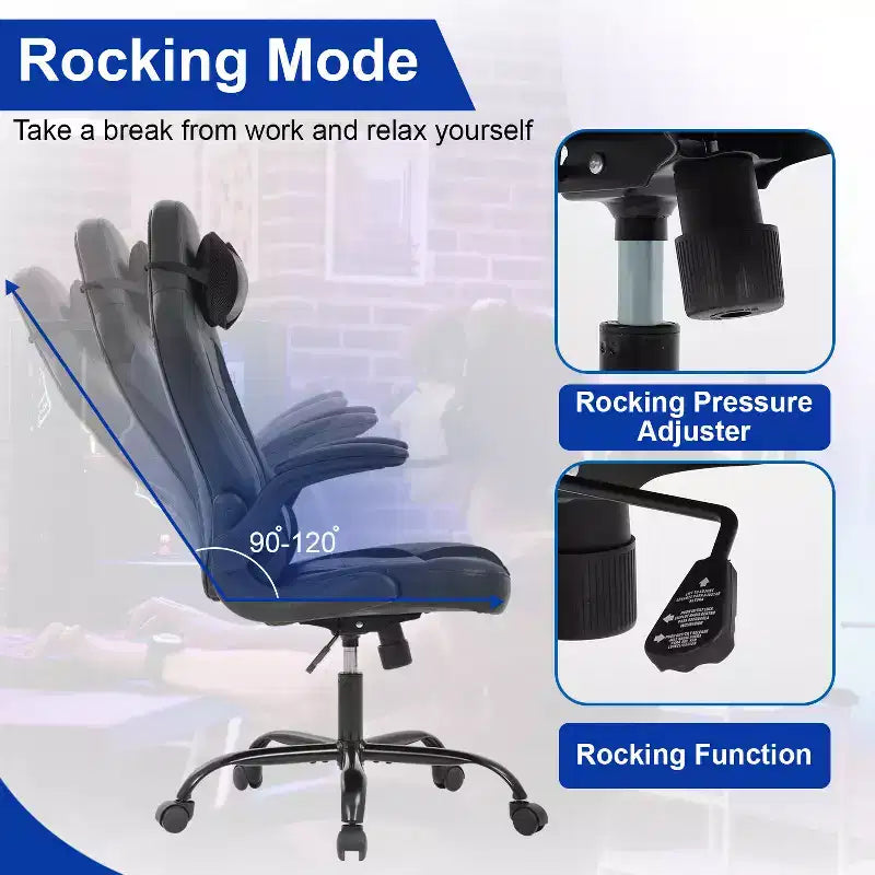 Silla de oficina para juegos BestMassage, silla de escritorio para ordenador con soporte lumbar y reposacabezas ajustable, y silla de jugador de piel sintética para adultos