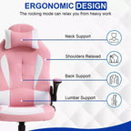 Silla de oficina para juegos BestMassage, silla de escritorio para ordenador con soporte lumbar y reposacabezas ajustable, y silla de jugador de piel sintética para adultos