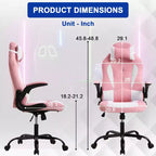 Silla de oficina para juegos BestMassage, silla de escritorio para ordenador con soporte lumbar y reposacabezas ajustable, y silla de jugador de piel sintética para adultos