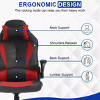 Silla de oficina para juegos BestMassage, silla de escritorio para ordenador con soporte lumbar y reposacabezas ajustable, y silla de jugador de piel sintética para adultos
