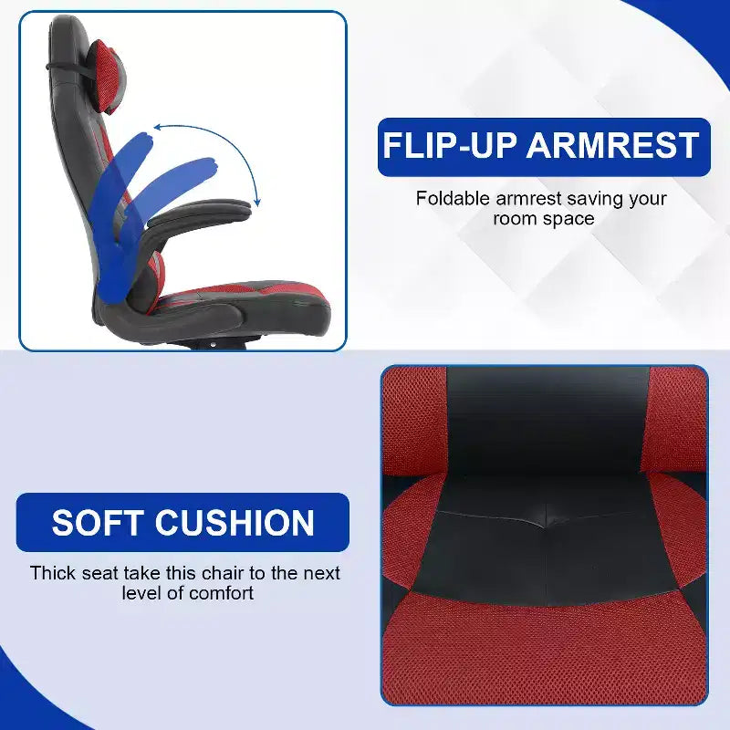 Silla de oficina para juegos BestMassage, silla de escritorio para ordenador con soporte lumbar y reposacabezas ajustable, y silla de jugador de piel sintética para adultos
