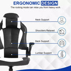 Silla de oficina para juegos BestMassage, silla de escritorio para ordenador con soporte lumbar y reposacabezas ajustable, y silla de jugador de piel sintética para adultos