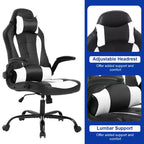 Silla de oficina para juegos BestMassage, silla de escritorio para ordenador con soporte lumbar y reposacabezas ajustable, y silla de jugador de piel sintética para adultos