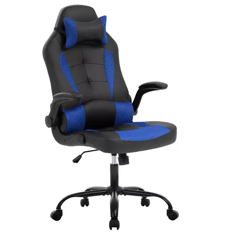 Silla de oficina para juegos BestMassage, silla de escritorio para ordenador con soporte lumbar y reposacabezas ajustable, y silla de jugador de piel sintética para adultos