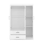 Armario de 3 puertas Whisen Wood con barra para colgar, 2 cajones y estantes de almacenamiento
