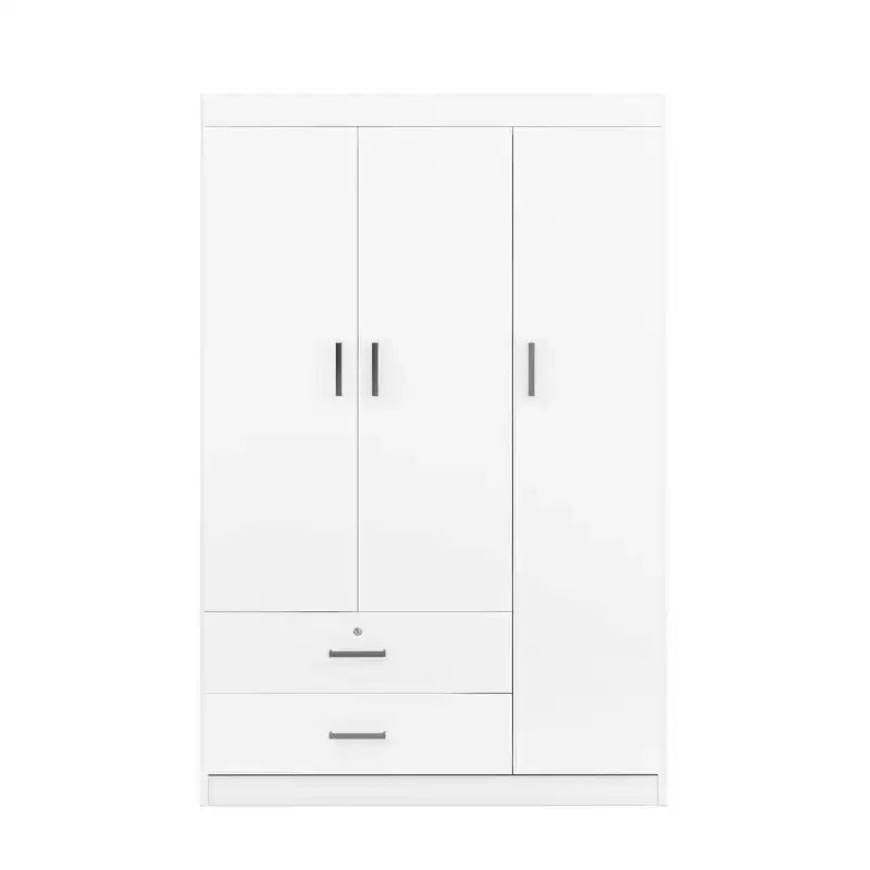 Armario de 3 puertas Whisen Wood con barra para colgar, 2 cajones y estantes de almacenamiento
