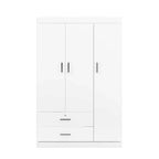 Armario de 3 puertas Whisen Wood con barra para colgar, 2 cajones y estantes de almacenamiento