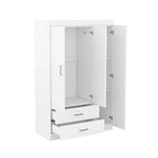 Armario de 3 puertas Whisen Wood con barra para colgar, 2 cajones y estantes de almacenamiento