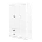 Armario de 3 puertas Whisen Wood con barra para colgar, 2 cajones y estantes de almacenamiento