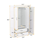 Armario de 3 puertas Whisen Wood con barra para colgar, 2 cajones y estantes de almacenamiento