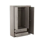 Armario de 3 puertas Whisen Wood con barra para colgar, 2 cajones y estantes de almacenamiento