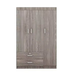 Armario de 3 puertas Whisen Wood con barra para colgar, 2 cajones y estantes de almacenamiento