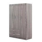 Armario de 3 puertas Whisen Wood con barra para colgar, 2 cajones y estantes de almacenamiento