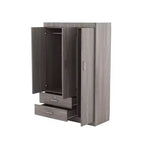 Armario de 3 puertas Whisen Wood con barra para colgar, 2 cajones y estantes de almacenamiento