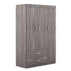 Armario de 3 puertas Whisen Wood con barra para colgar, 2 cajones y estantes de almacenamiento