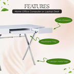 Mesa de escritorio para oficina en casa Logan de la marca Kings con cajones, bandeja para teclado y base en X. Escritorio de computadora, escritorio de estudio, escritorio de oficina.