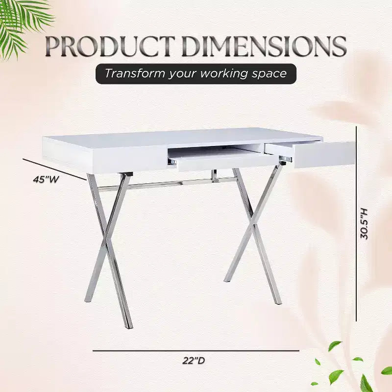 Mesa de escritorio para oficina en casa Logan de la marca Kings con cajones, bandeja para teclado y base en X. Escritorio de computadora, escritorio de estudio, escritorio de oficina.