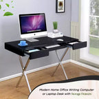 Mesa de escritorio para oficina en casa Logan de la marca Kings con cajones, bandeja para teclado y base en X. Escritorio de computadora, escritorio de estudio, escritorio de oficina.
