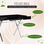Mesa de escritorio para oficina en casa Logan de la marca Kings con cajones, bandeja para teclado y base en X. Escritorio de computadora, escritorio de estudio, escritorio de oficina.
