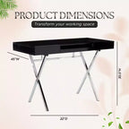 Mesa de escritorio para oficina en casa Logan de la marca Kings con cajones, bandeja para teclado y base en X. Escritorio de computadora, escritorio de estudio, escritorio de oficina.