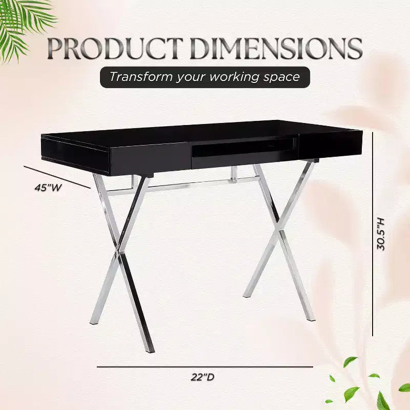 Mesa de escritorio para oficina en casa Logan de la marca Kings con cajones, bandeja para teclado y base en X. Escritorio de computadora, escritorio de estudio, escritorio de oficina.