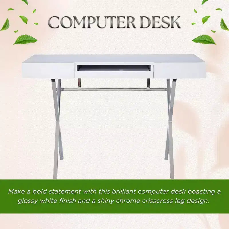 Mesa de escritorio para oficina en casa Logan de la marca Kings con cajones, bandeja para teclado y base en X. Escritorio de computadora, escritorio de estudio, escritorio de oficina.