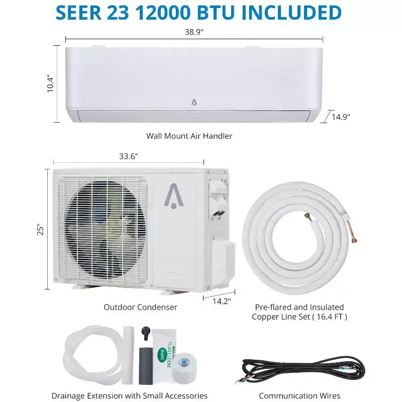 Garvee 9000 BTU Mini Split Air Conditioner and Heat, Mini AC Unit with Heat Pump & WiFi-Enabled, 115V, White