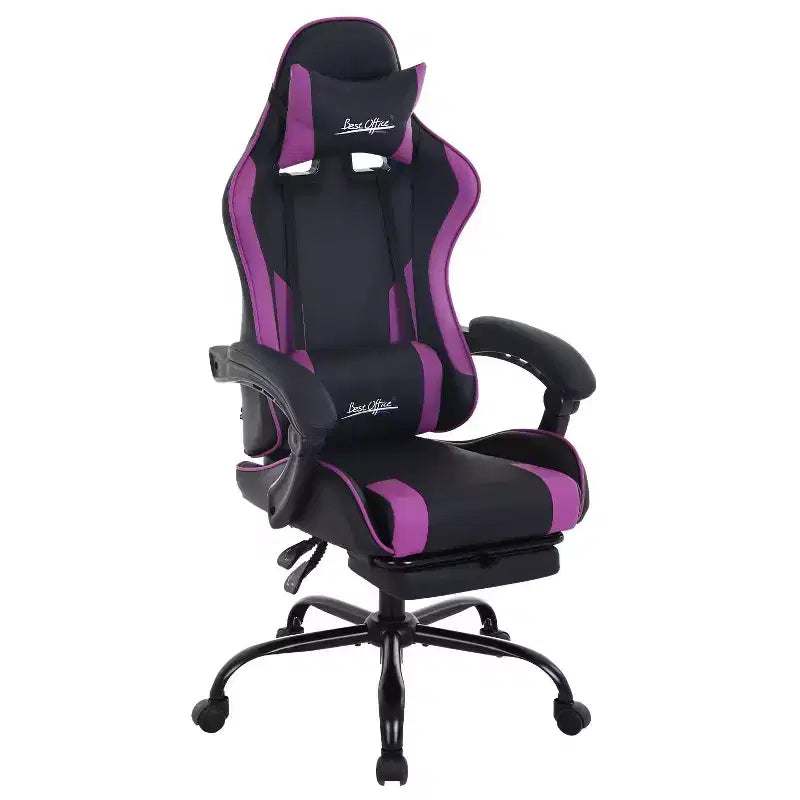 FDW Silla Gaming Silla de Escritorio de Carreras con Reposapiés Soporte Lumbar Reposacabezas Reposabrazos Silla de Oficina Giratoria Ajustable para PC Gamer