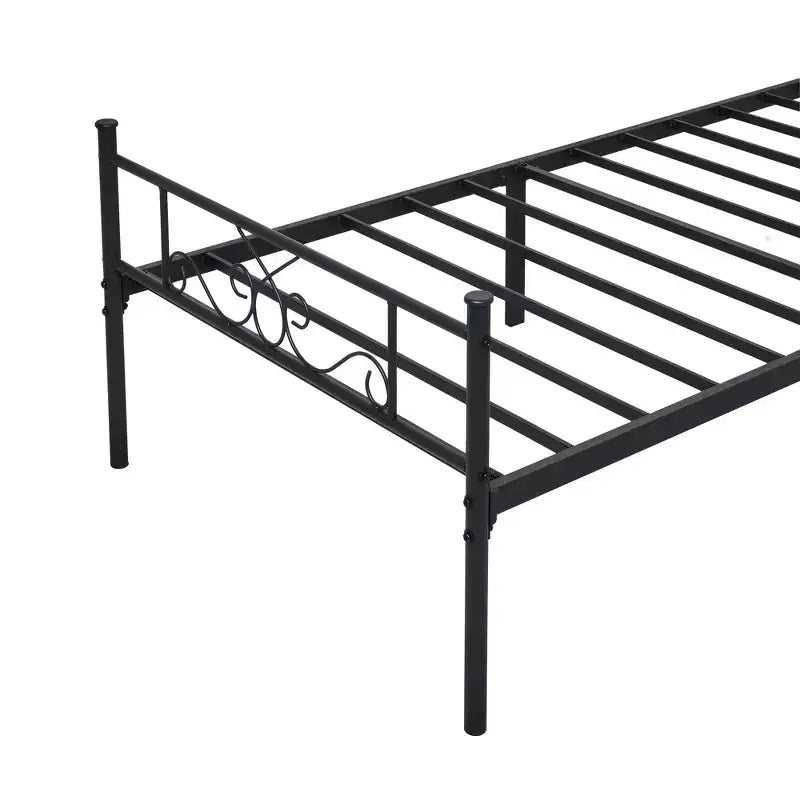 VECELO Base de Cama con Cabecero y Piecero de Metal, Tamaños Individual/Matrimonial/Queen/King, Plataforma, Negro