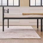 VECELO Base de Cama con Cabecero y Piecero de Metal, Tamaños Individual/Matrimonial/Queen/King, Plataforma, Negro